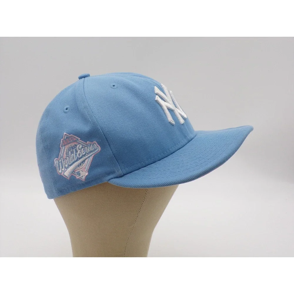 New Era 59FIFTY New York Yankees Hat Blue Pink 1996 World Series Fitted 7 3/8